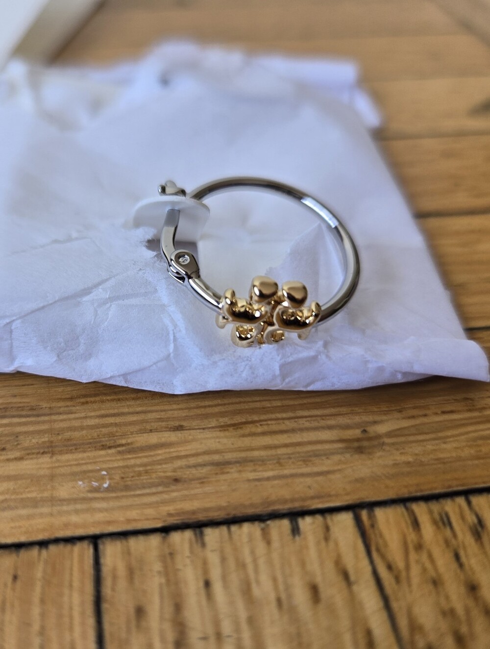 Brand New With Tag Tory Burch Two-Tone Hoop Earrings with Gold Logo Accents